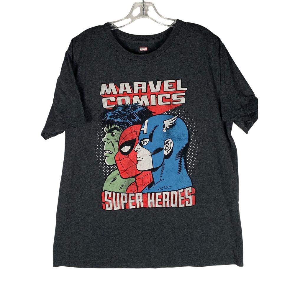 Marvel Comics Superheroes Graphic T-Shirt Men XL Spider Man Captain America Hulk